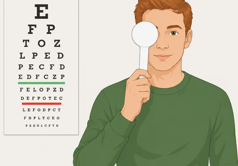 Participant completing an eye test for driving licence documents.